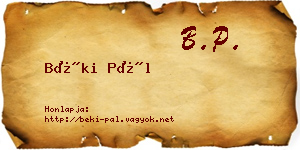 Béki Pál névjegykártya